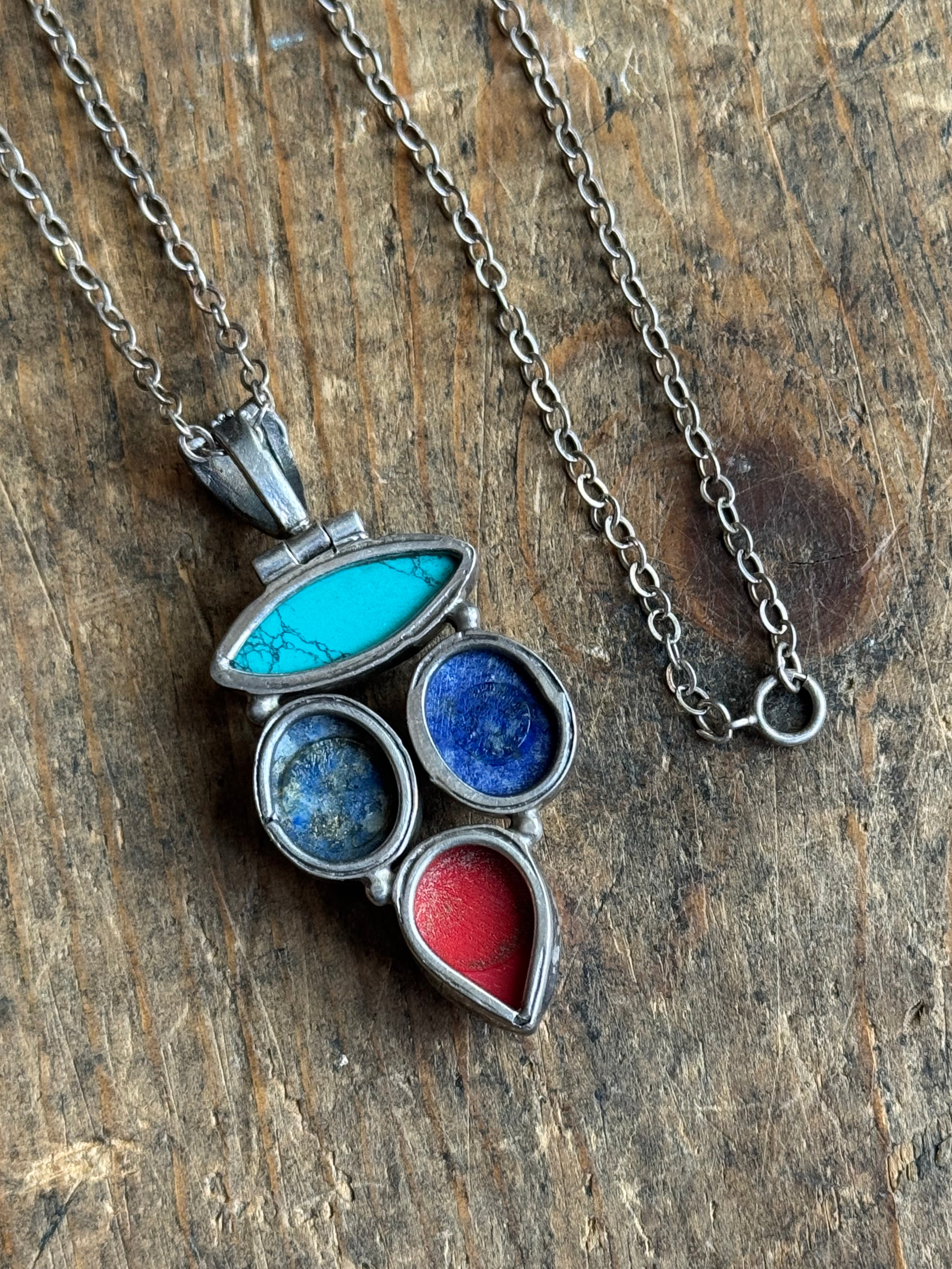 Vintage Sterling Silver Multistone Cluster Necklace