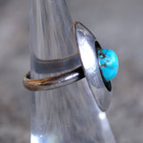 Vintage Sterling Turquoise Shadowbox Ring 4.5