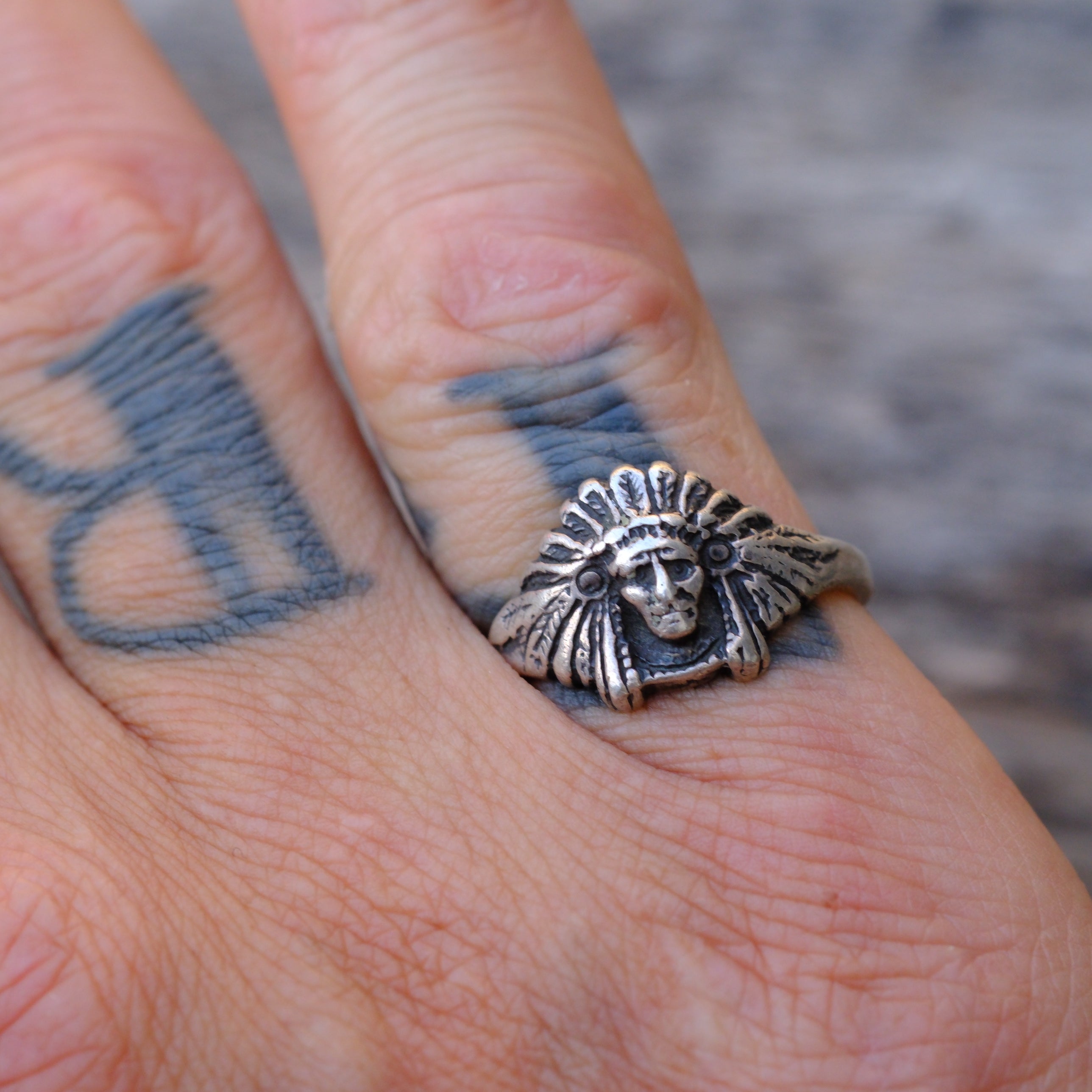Vintage Sterling Silver Chief Ring 6.75