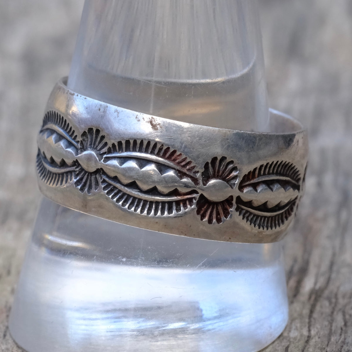 Vintage Sterling Silver Wide Stamped Band Ring 12