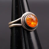 Vintage Sterling Amber Ring 5