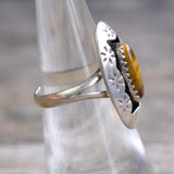 Vintage Sterling Tigers Eye Shadowbox Ring 6.25