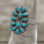 Vintage Sterling Turquoise Cluster Ring 6