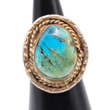 Vintage Sterling Turquoise Roper Ring 6.5