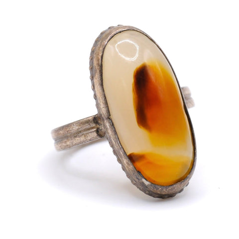 Vintage Sterling Agate Ring 4.75