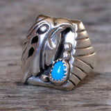 Vintage Sterling Turquoise Eagle Ring 8.5