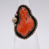 Vintage Sterling Coral Roper Ring 2.75