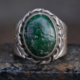 Vintage Sterling Turquoise Stamped Band Ring 9.25
