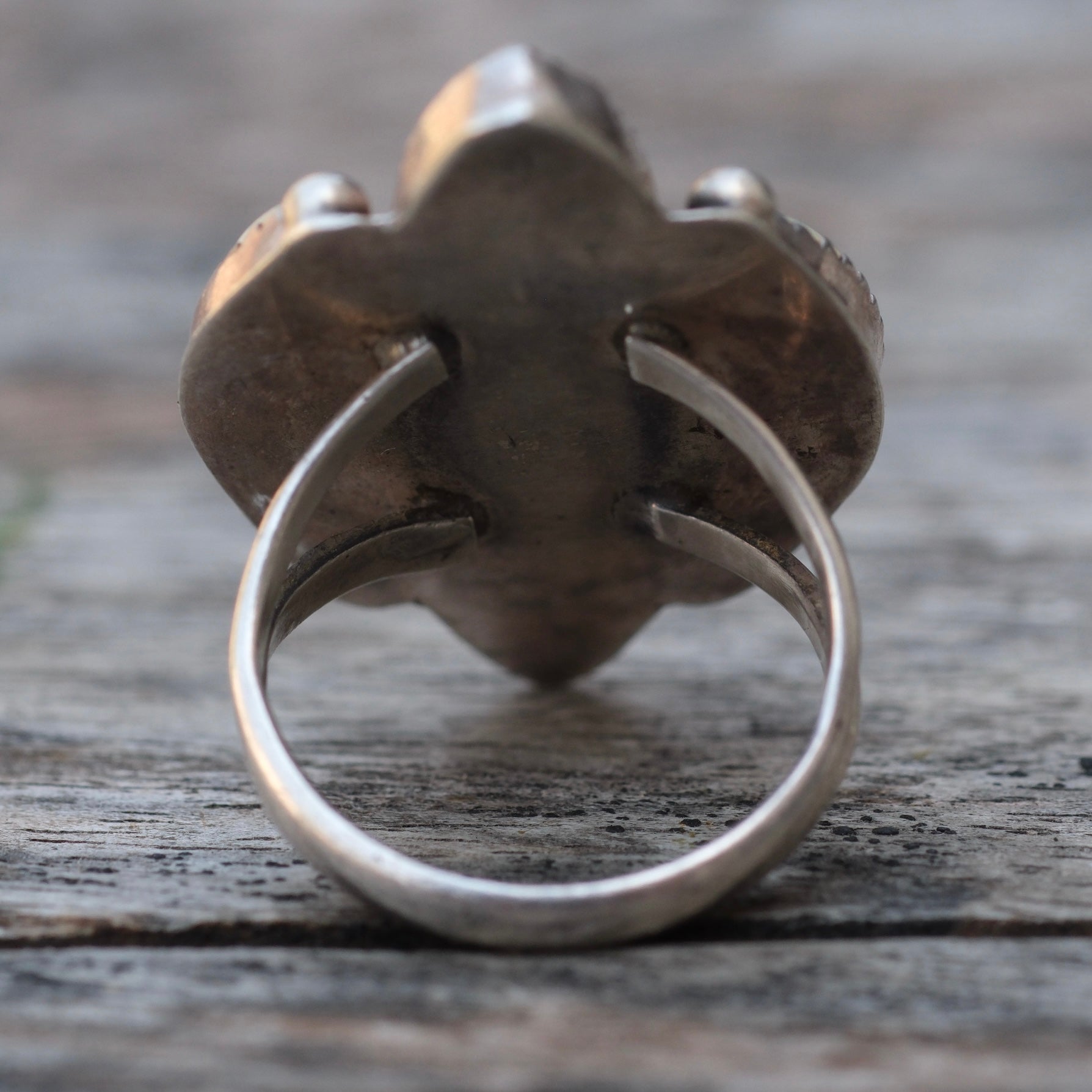 Vintage Sterling Mother Of Pearl Cluster Ring 8.75