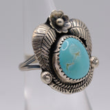 Vintage Sterling Turquoise Feather Ring 5.25