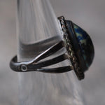 Vintage Sterling Lapis Roper Ring 6.75