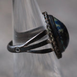 Vintage Sterling Lapis Roper Ring 6.75