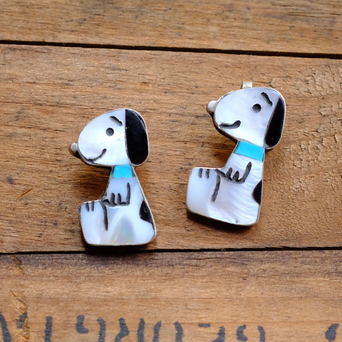 Sterling Silver Blue Collar Inlay Snoopy Pendant