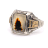 Vintage Sterling Agate Signet Ring 11.5