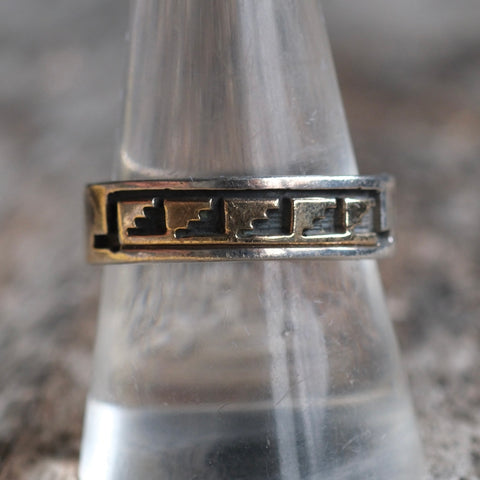 Vintage Sterling and 14k Gold Band 9.75