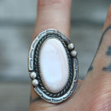 Vintage Sterling Mother Of Pearl Ring 6.75