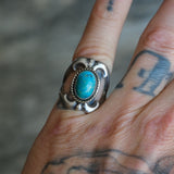 Vintage Sterling Turquoise Sandcast Ring 6