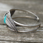 Vintage Sterling Turquoise Feather Cuff