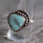 Vintage Sterling Turquoise Roper Ring 9.5