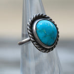 Vintage Sterling Turquoise Roper Ring 3.25
