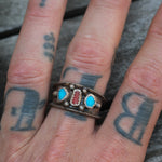 Vintage Sterling Turquoise and Coral Band 10.5