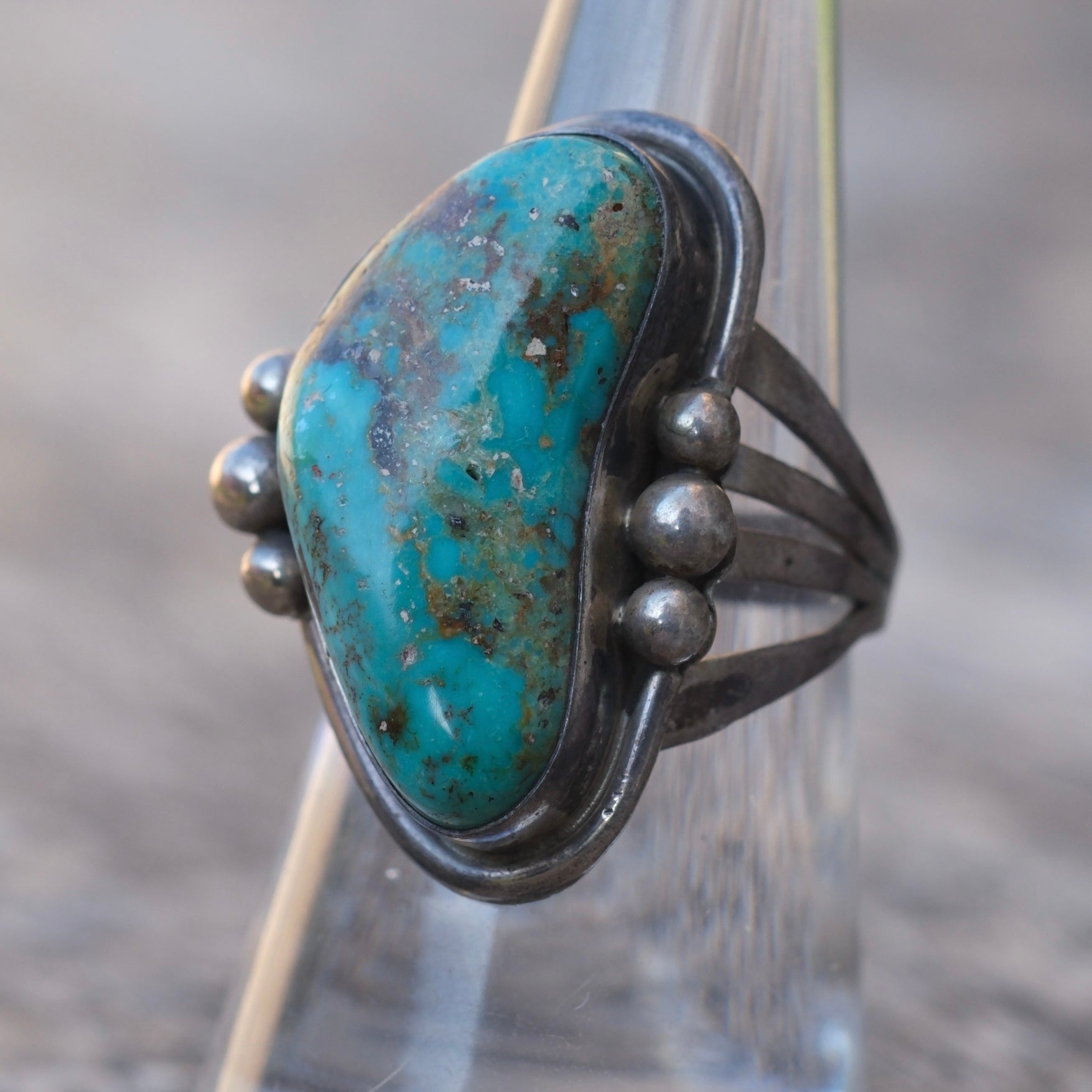 Vintage Sterling Turquoise Ring 6.75