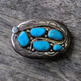 Small Ladies Vintage Sterling Turquoise Snake Belt Buckle