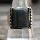 Vintage Sterling Dark Tigers Eye Signet Ring 9