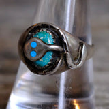 Vintage Sterling Turquoise Snake Effie Ring 10