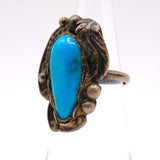 Vintage Sterling Turquoise Feather Ring 4.5