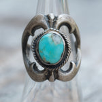 Vintage Sterling Turquoise Sandcast Ring 7.5