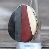 Vintage Sterling Multistone Inlay Ring 9