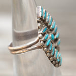 Vintage Sterling Turquoise Cluster Ring 4.75