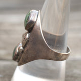 Vintage Sterling 2-Stone Turquoise Feather Ring 9.5