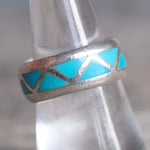 Vintage Sterling Turquoise Inlay Band 7.75