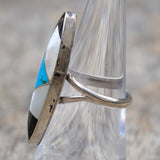 Vintage Sterling Multistone Inlay Ring 5.75