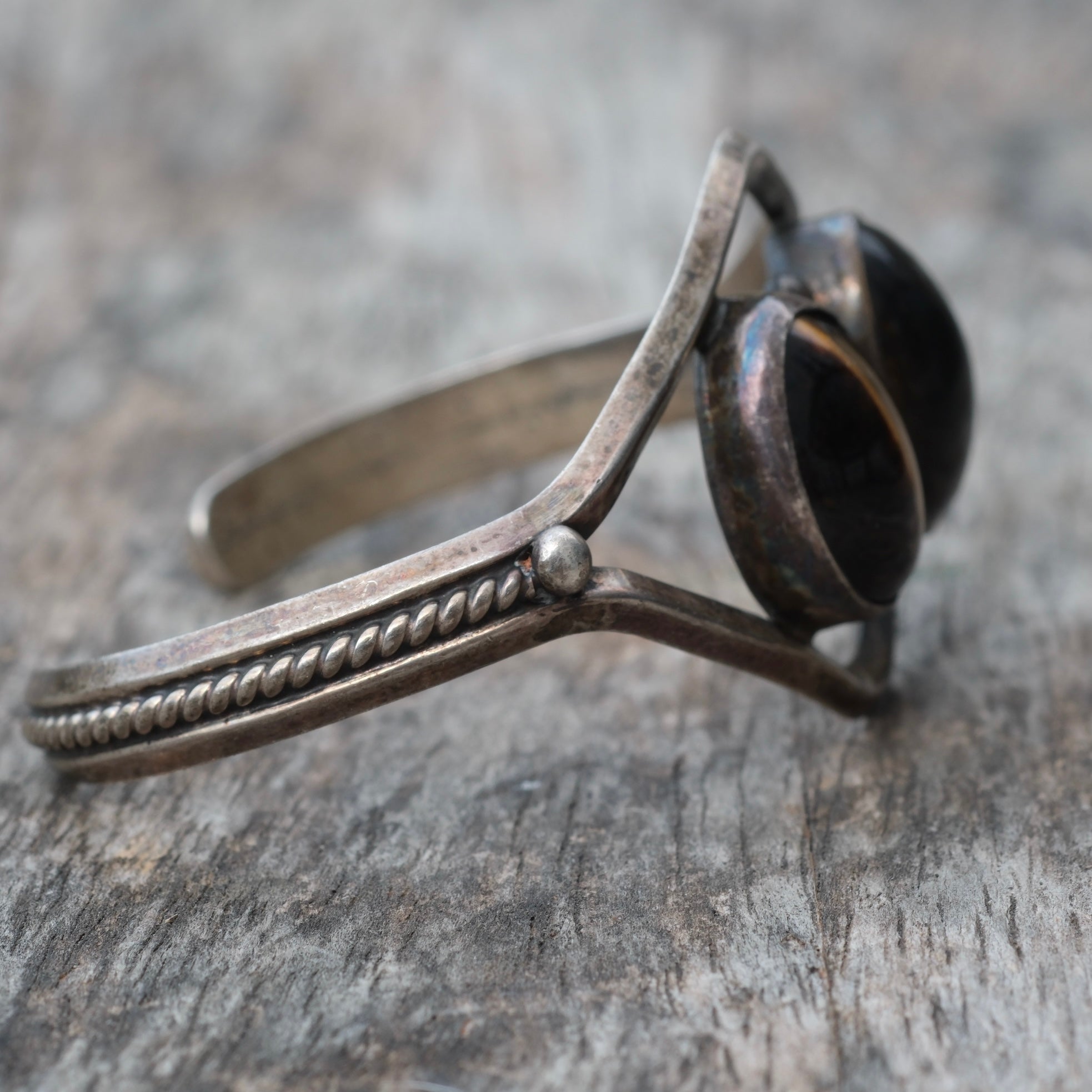 Vintage Sterling 2-Stone Tigers Eye Cuff
