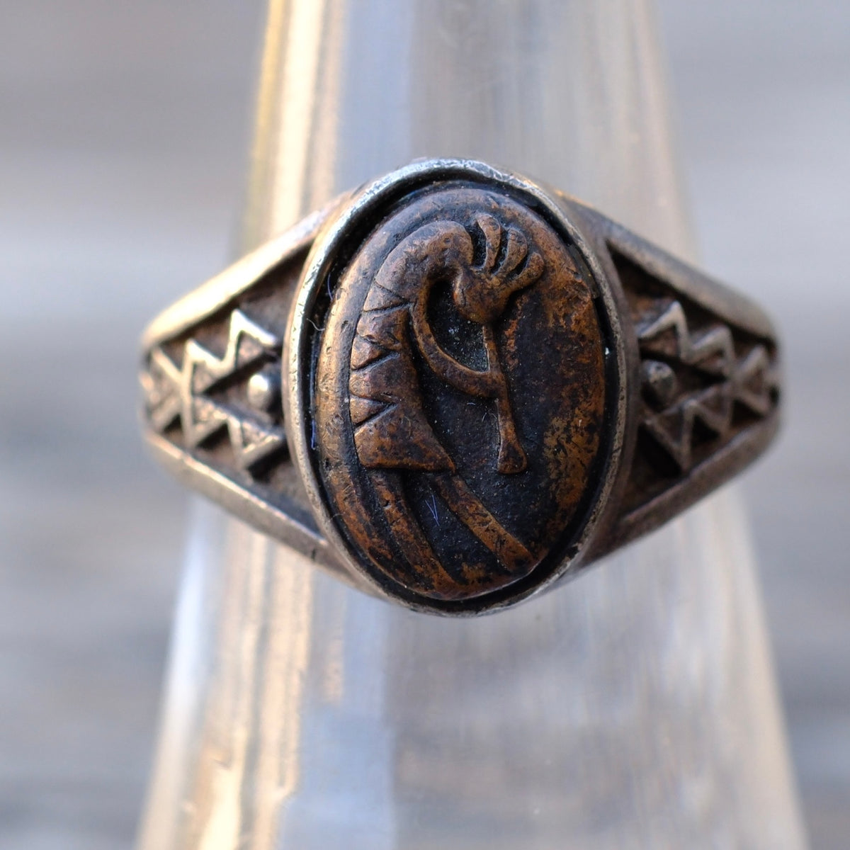 Vintage Sterling and Copper Kokopelli Ring 7