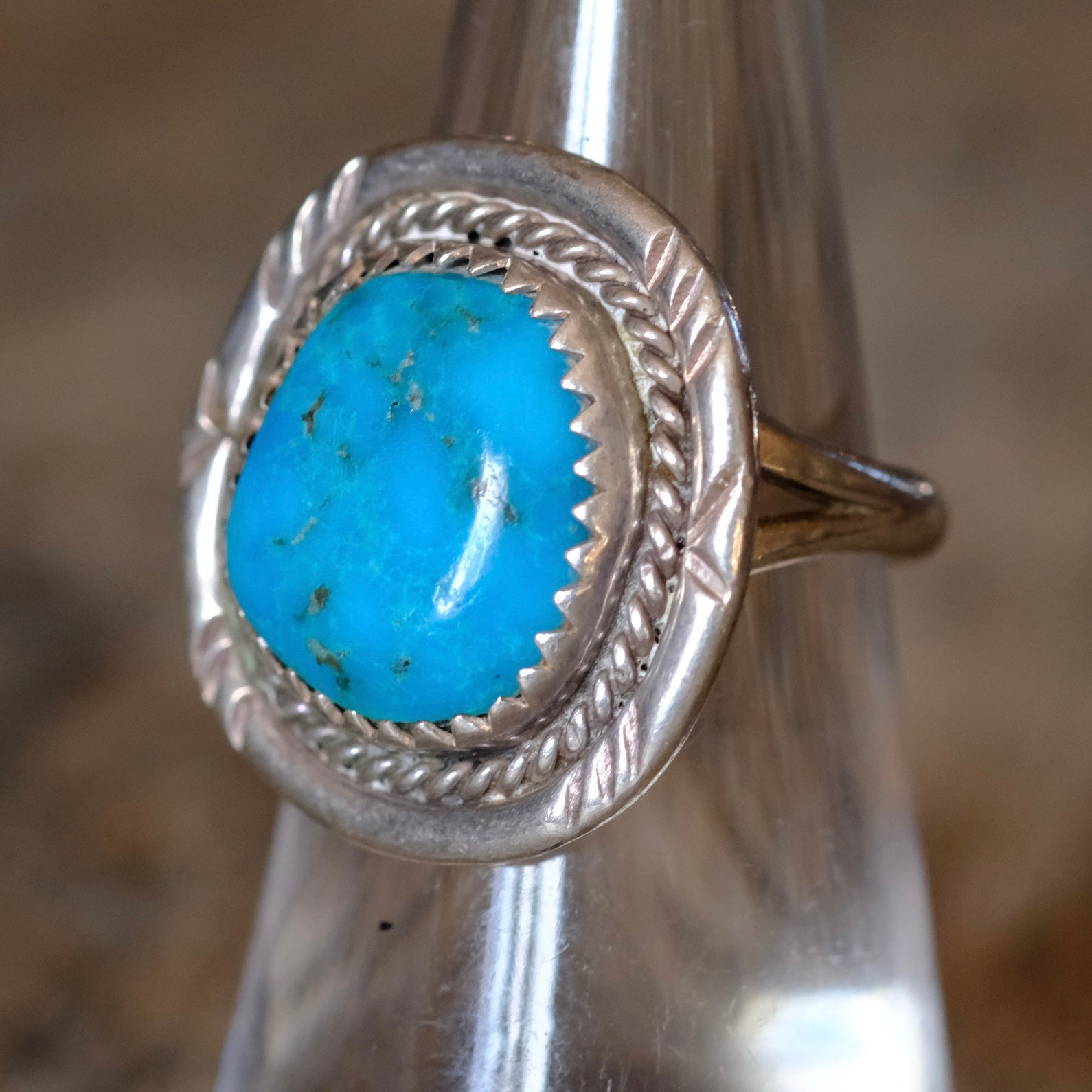 Vintage Sterling Turquoise Ring 5.75