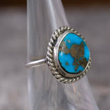 Vintage Sterling Turquoise Roper Ring 6