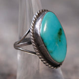 Vintage Sterling Turquoise Roper Ring 6.75