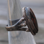 Vintage Sterling Petrified Wood Ring 5.75