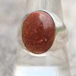 Vintage Sterling Goldstone Signet Ring 10