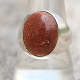 Vintage Sterling Goldstone Signet Ring 10
