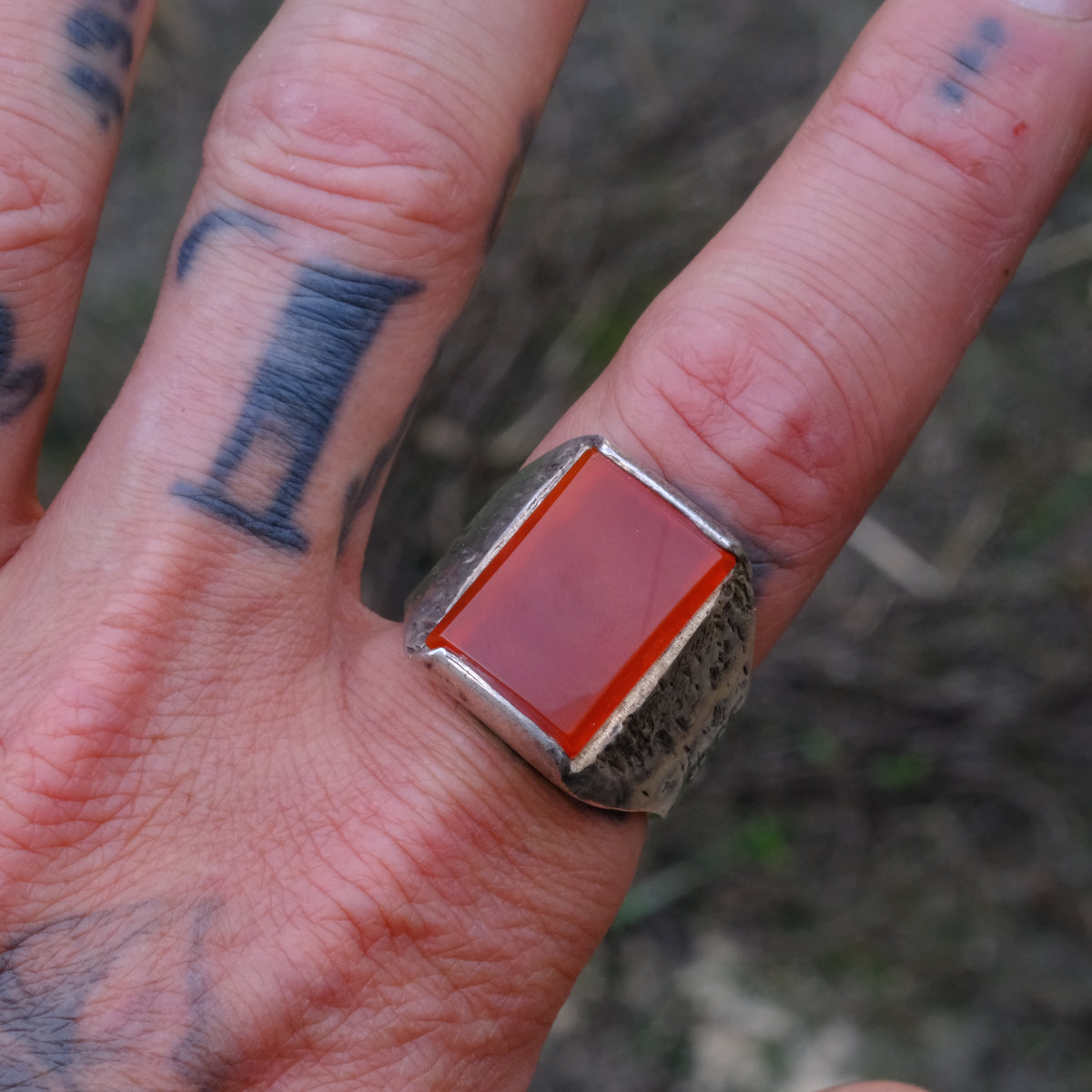 Vintage Sterling Carnelian Ring 10.5