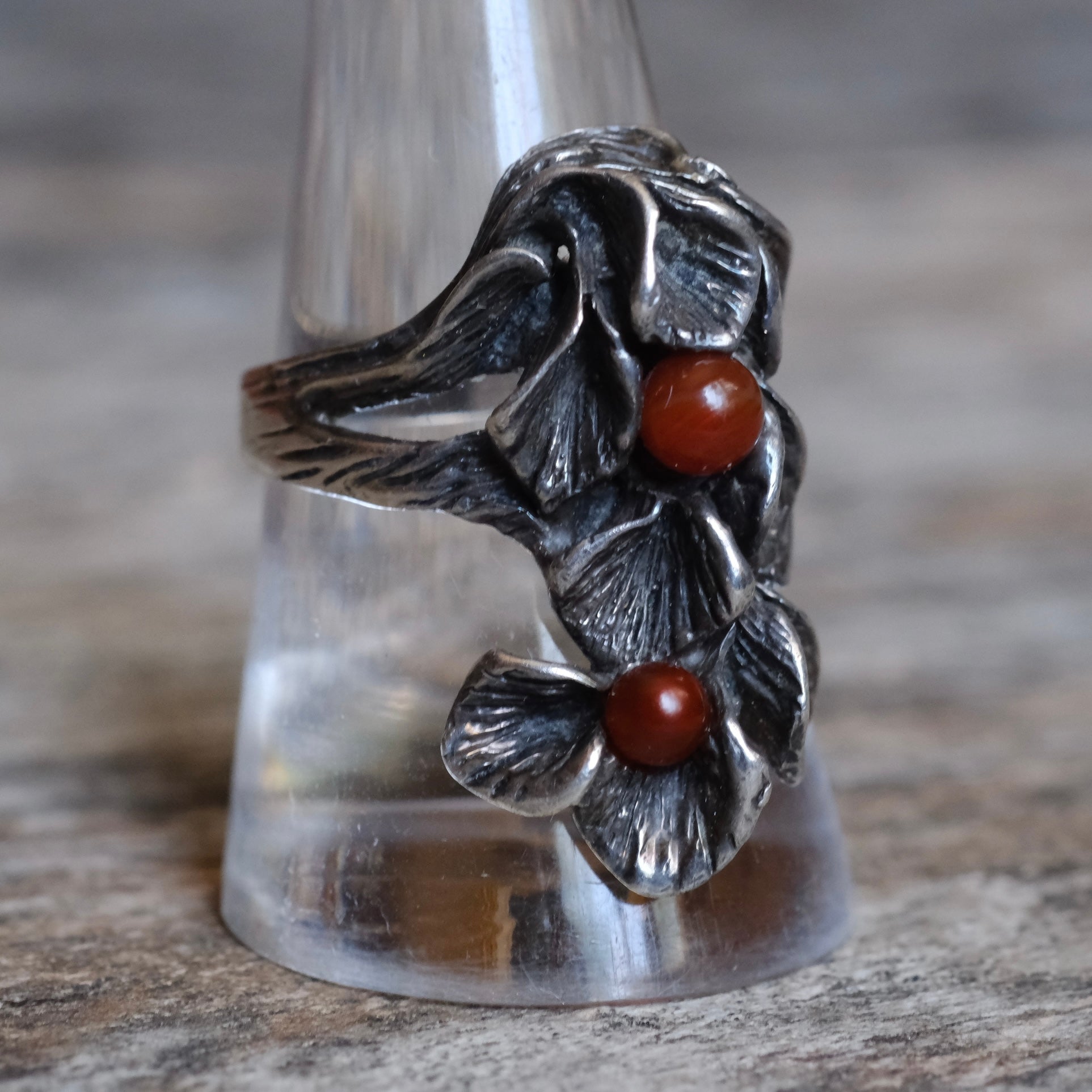 Vintage Sterling Flower Ring 8.75