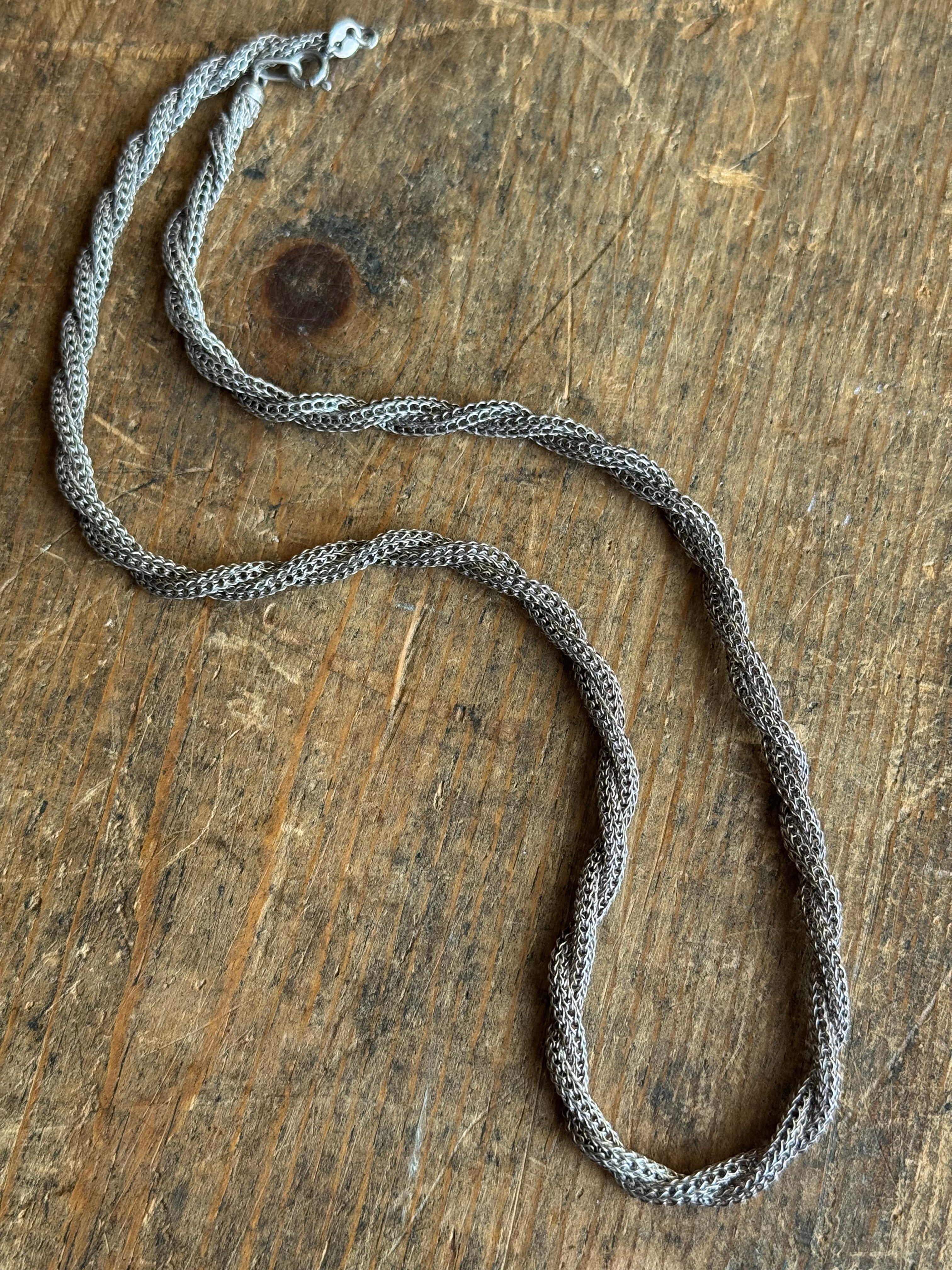 Vintage Sterling Silver 21” Mesh Rope Chain
