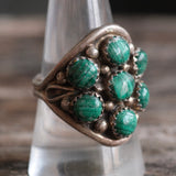 Vintage Sterling Malachite Cluster Ring 10.5