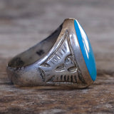 Vintage Sterling Easter Blue Turquoise Thunderbird Ring 9.5