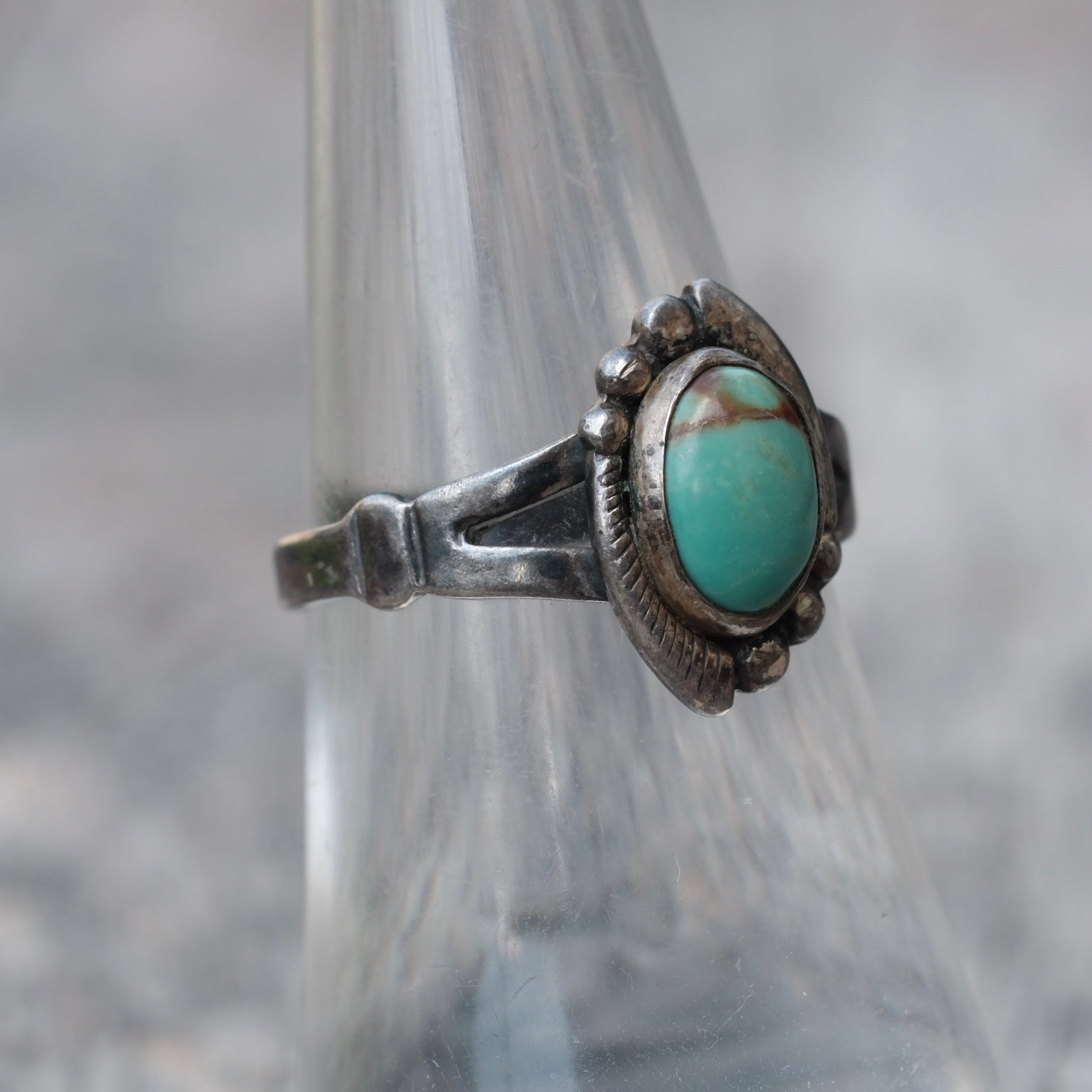 Vintage Sterling Turquoise Ring 6.75
